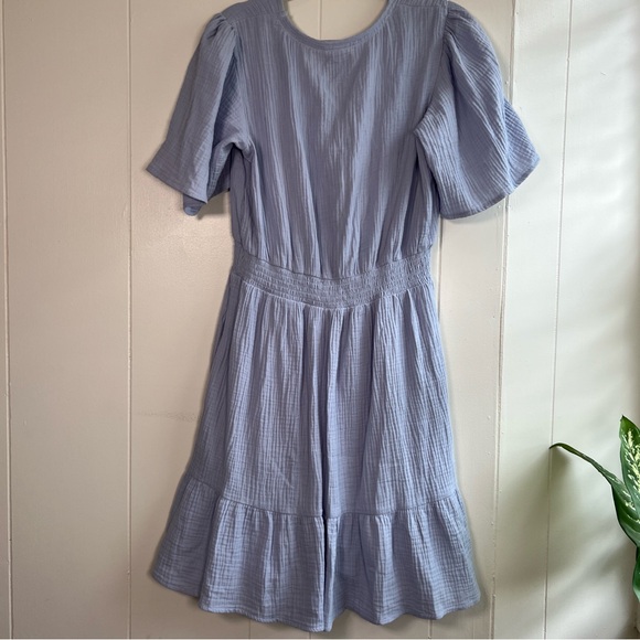 Knox Rose Light Blue Flutter Sleeve V-Neck Women's Dress sz Small - Picture 5 of 10